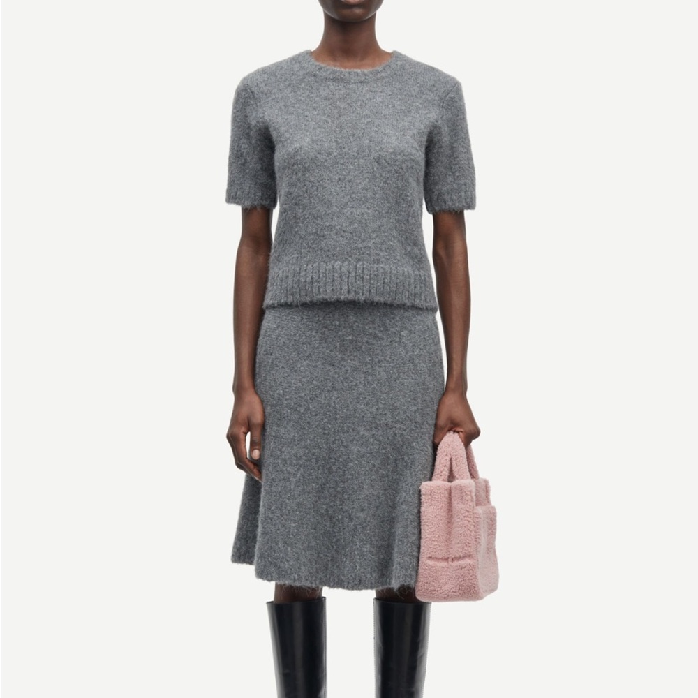 Samsøe Sajeanne Gray Alpaca Sweater & Skirt Set - M